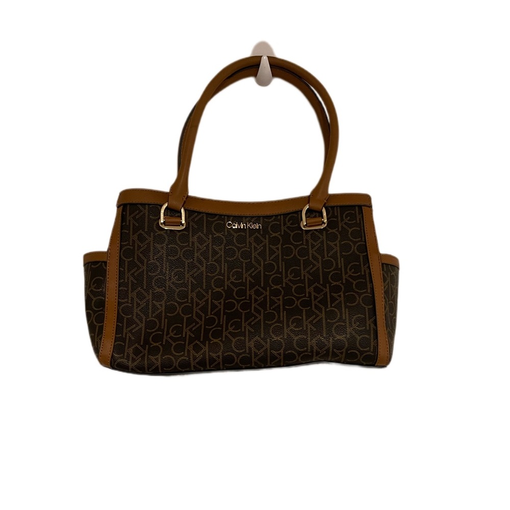 Calvin Klein Organizational Satchel, Brown/Khaki/Caramel cr8